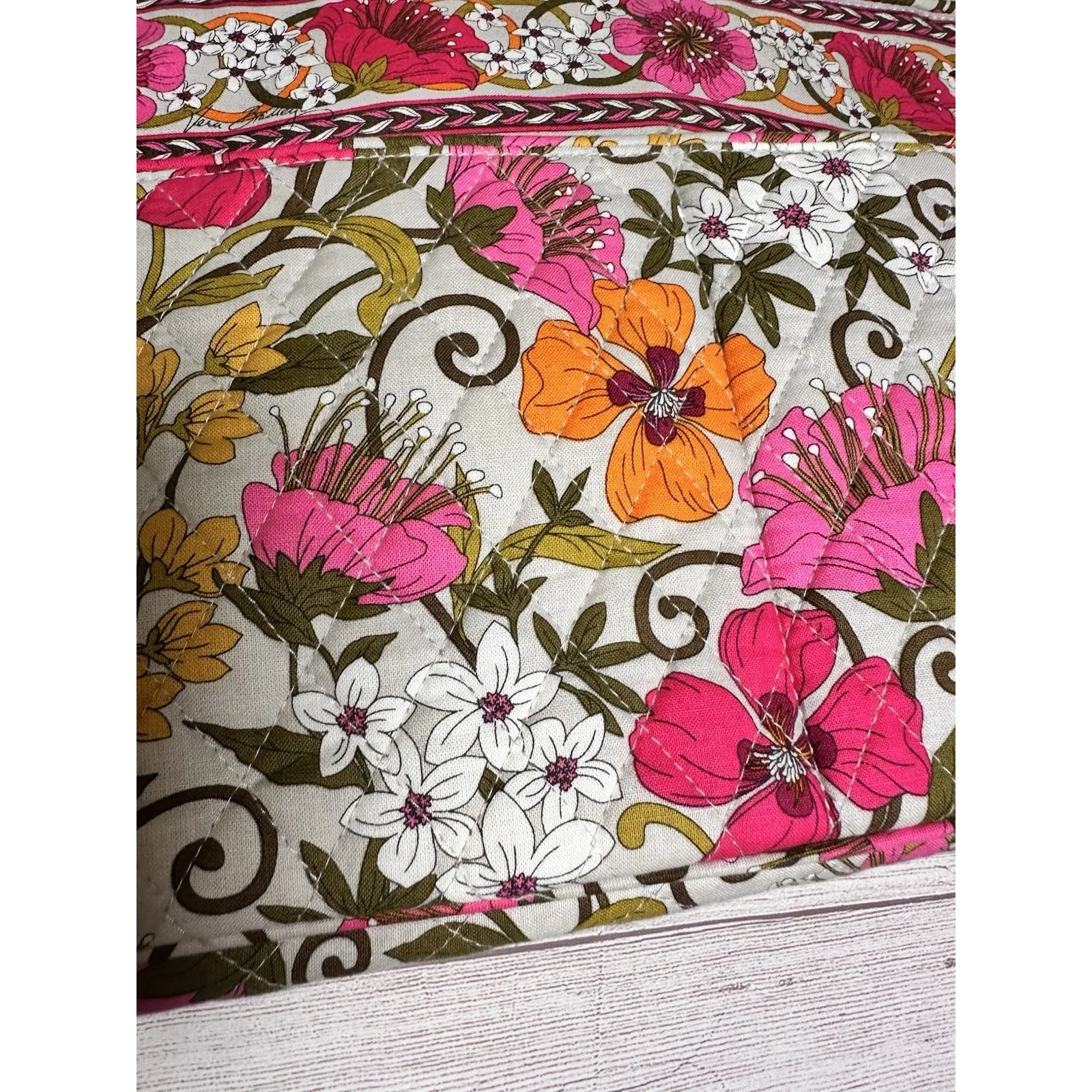 Vera Bradley Bag Tea Garden‎ Purse Handbag Shoulder Bag Zipper Floral Pink - Image 14