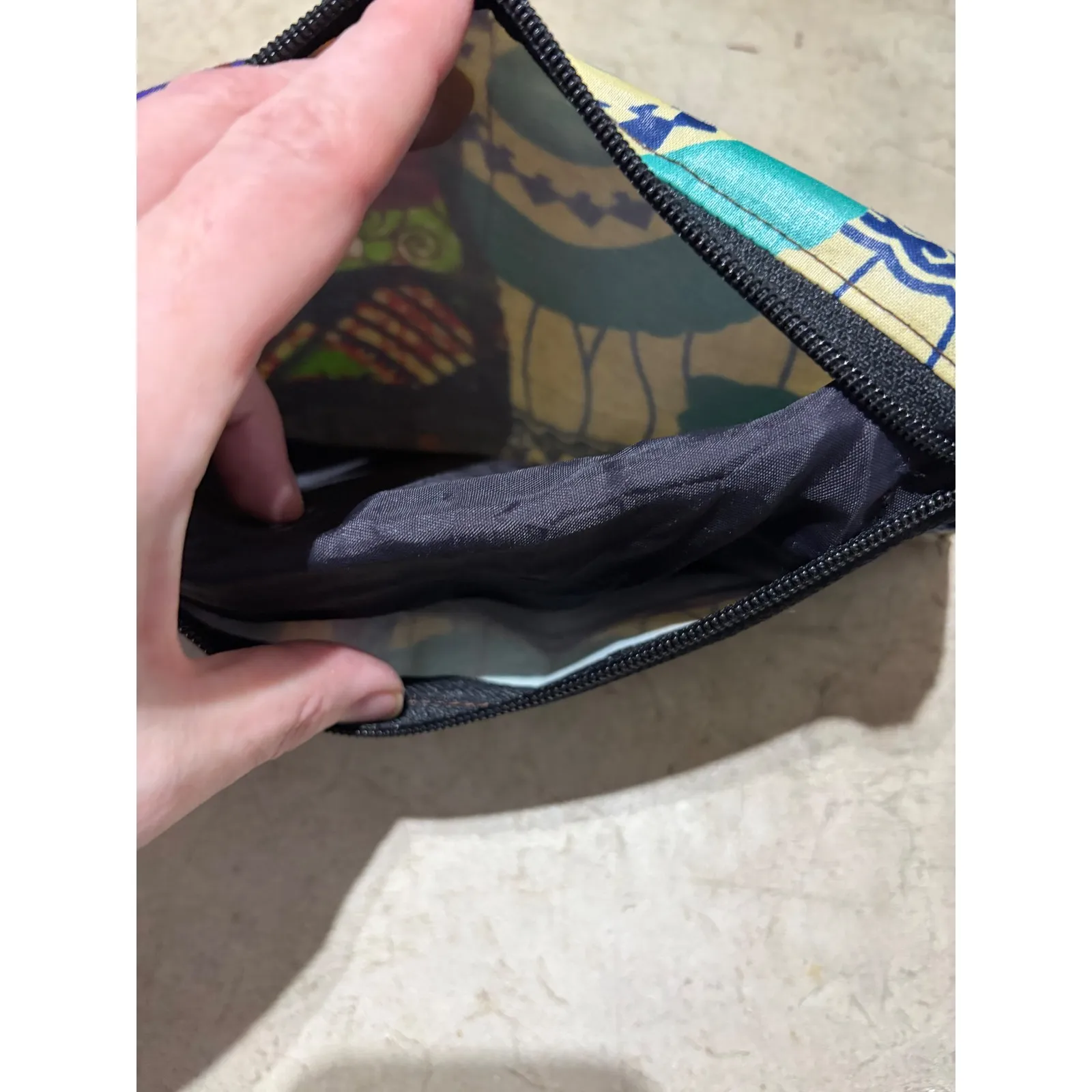 Boho Patchwork Wallet Clutch Multicolor Canvas Zip Around Blue - Image 4