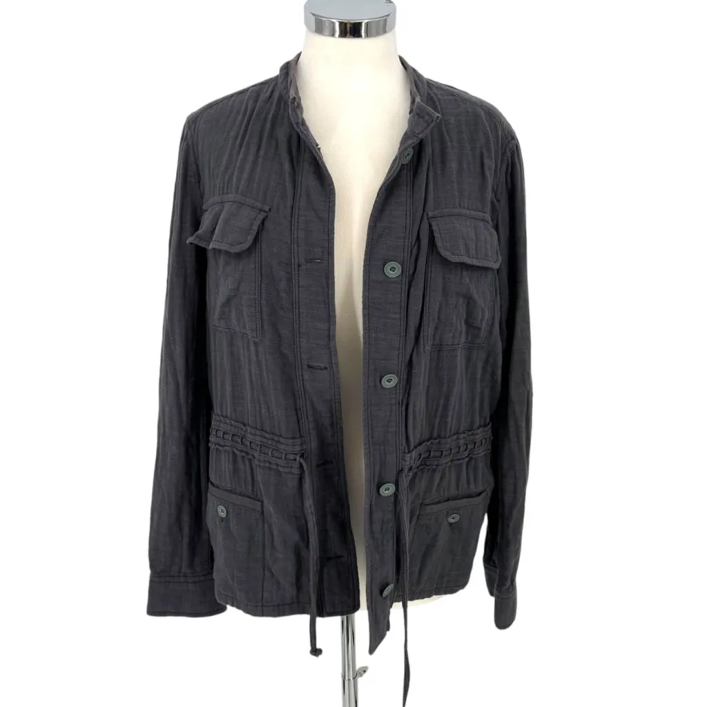 Hei Hei Anthropologie Button-Up Utility Jacket Dark Gray Size Medium - Image 3