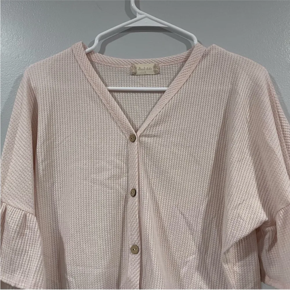 Altar’d State Light Pink Button Down Vneck Shirt Small S - Image 2