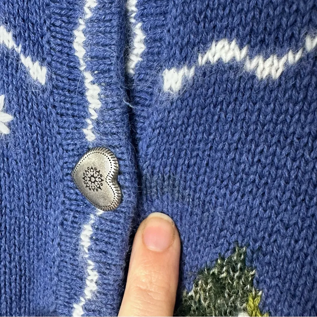 Vtg 90s Quacker Factory Cardigan Snowman Winter Holiday Granny Knit Sweater L - Image 12