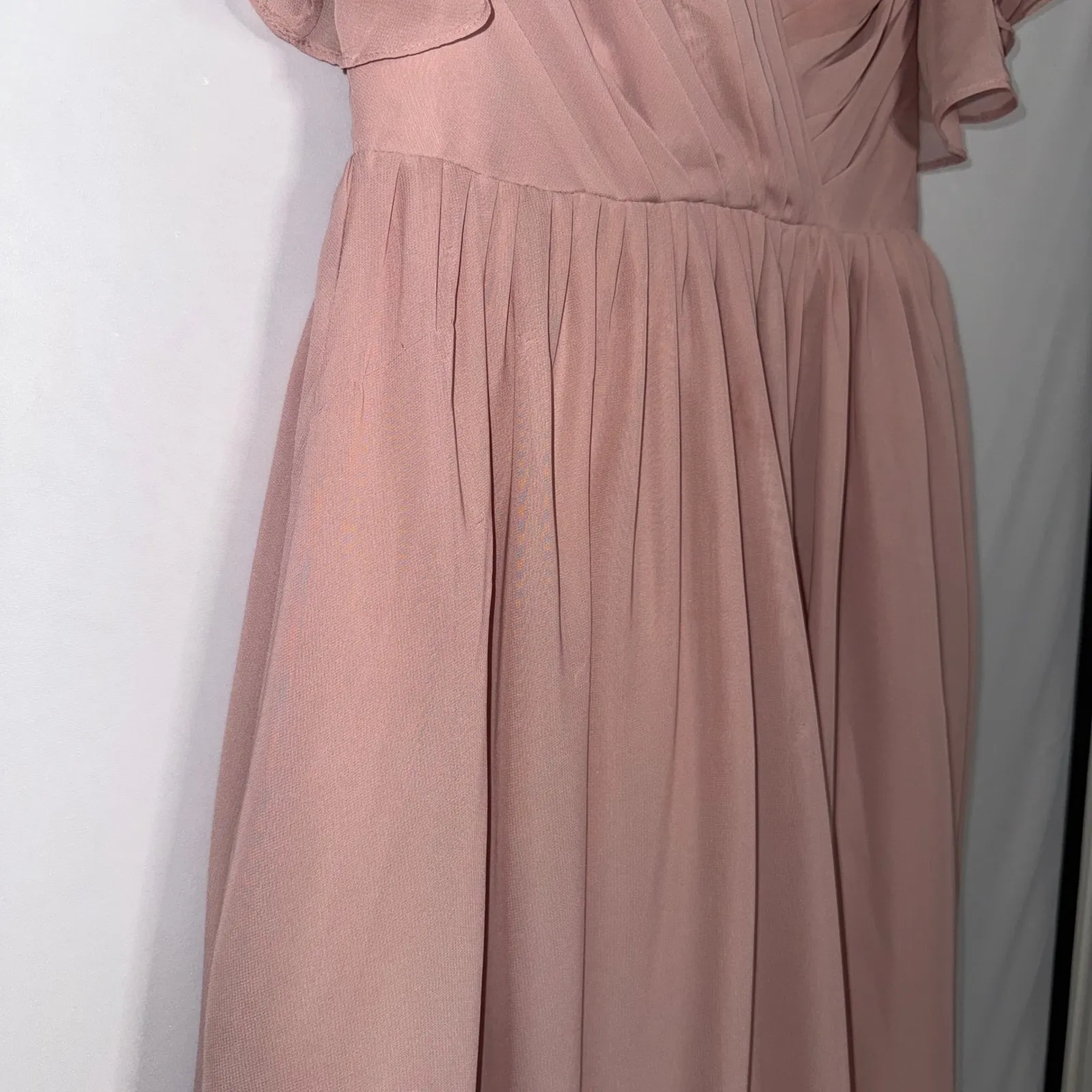 Blush Pnk Bridemaid Style Floor Length Formal Dress Short Sleeve Gown Size 2 - Image 7
