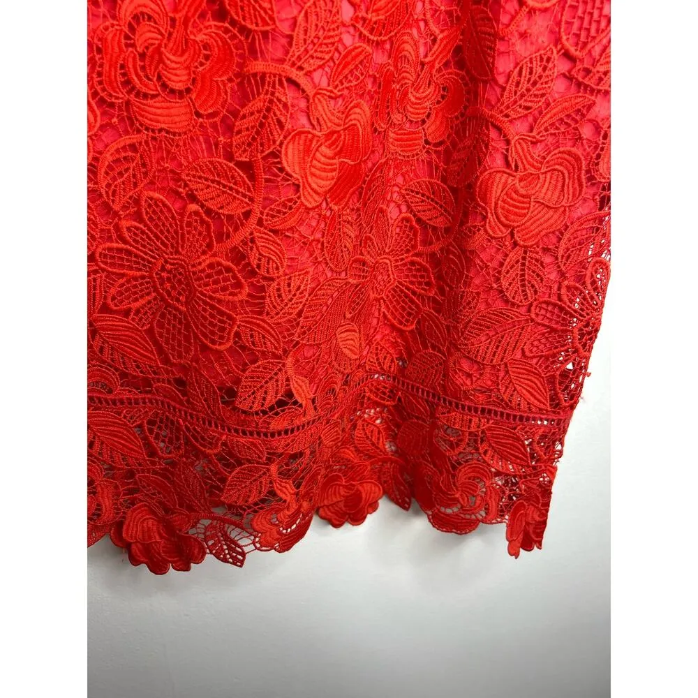 Lovers + Friends Mon Amour Red Lace Cutout Mini Dress S - Image 5