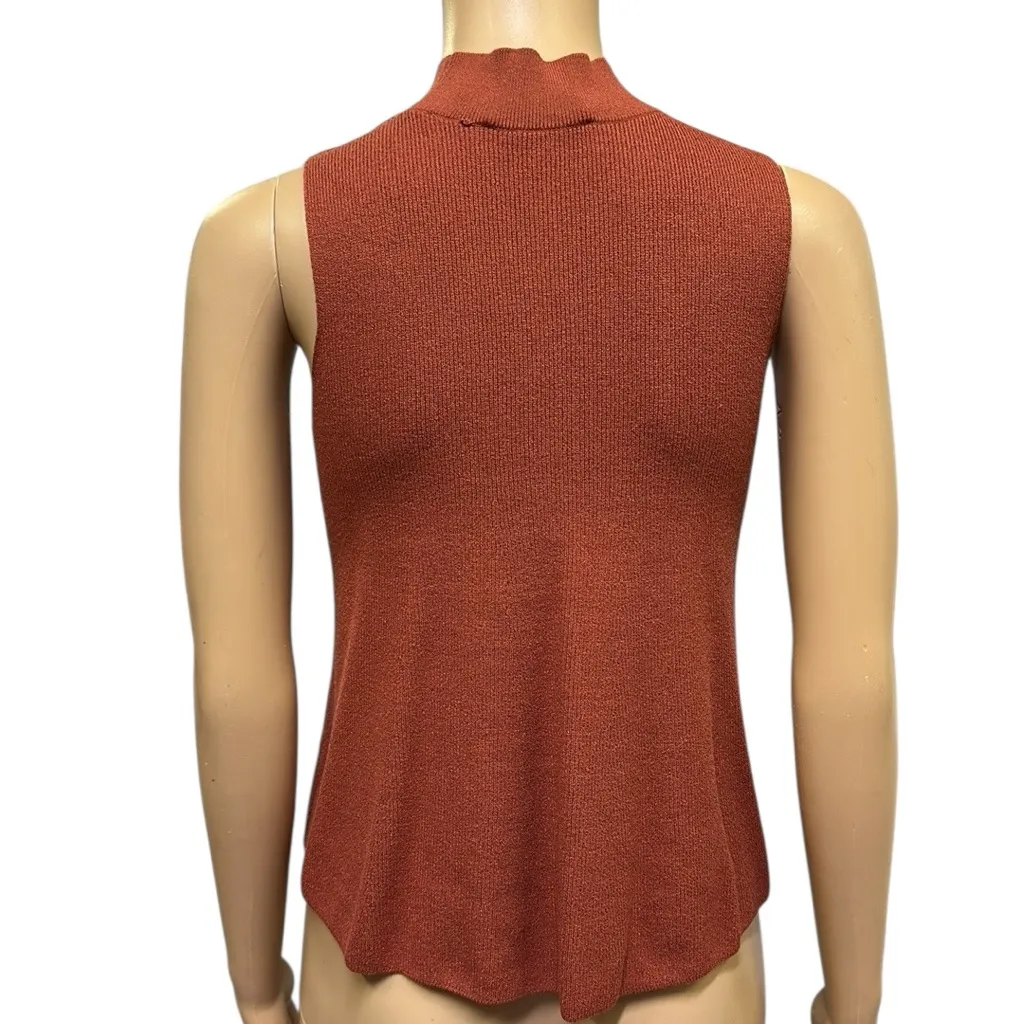 Loft Rust Colored Mock Neck Sleeveless Lightweight Swing Tank Sweater Womens XS - Image 9