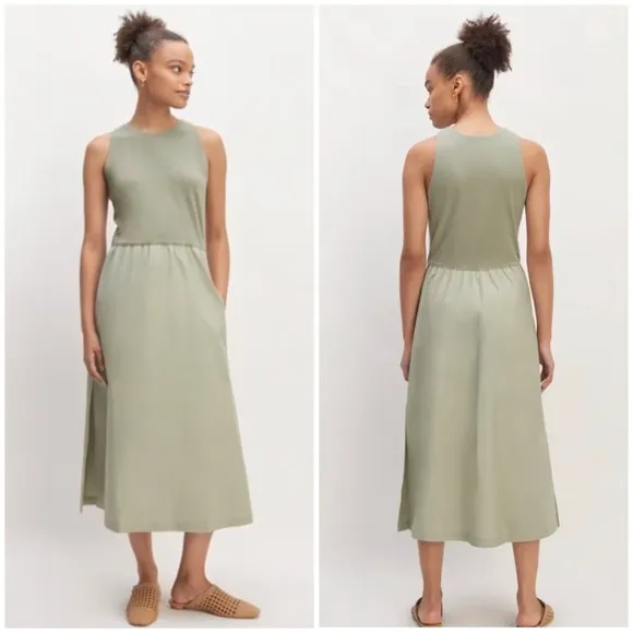 Everlane The Supima High-Neck Riviera Dress Sage Green (Size XS) - Image 2