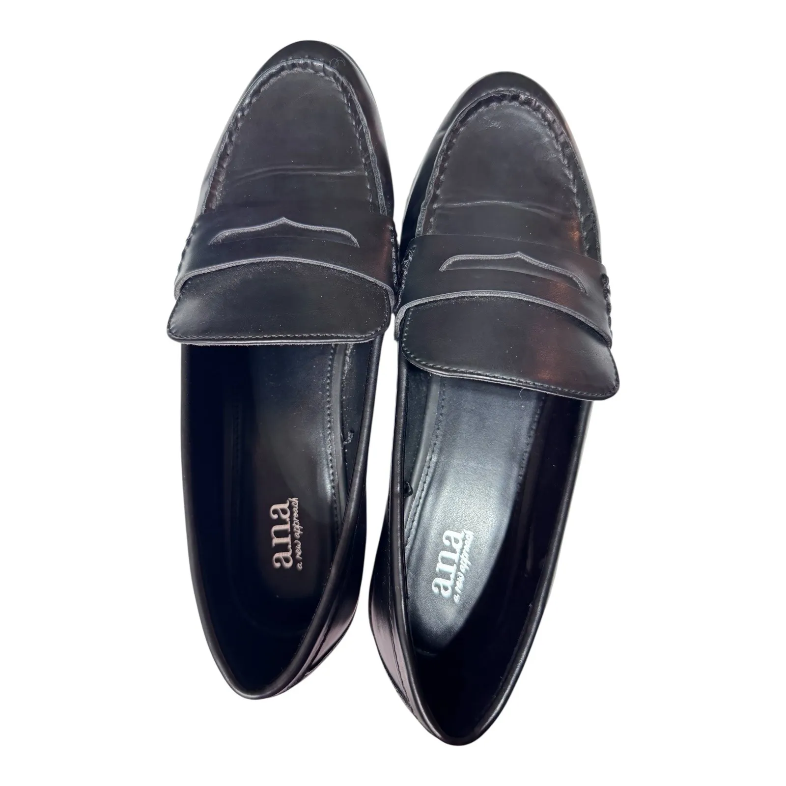 ANA by A New Approach Women Black Leather Penny Loafer Shoes Size 10 - Image 3