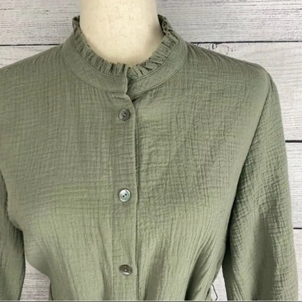 Soft surroundings Big Sur gauze cotton dress in olive green - Image 4