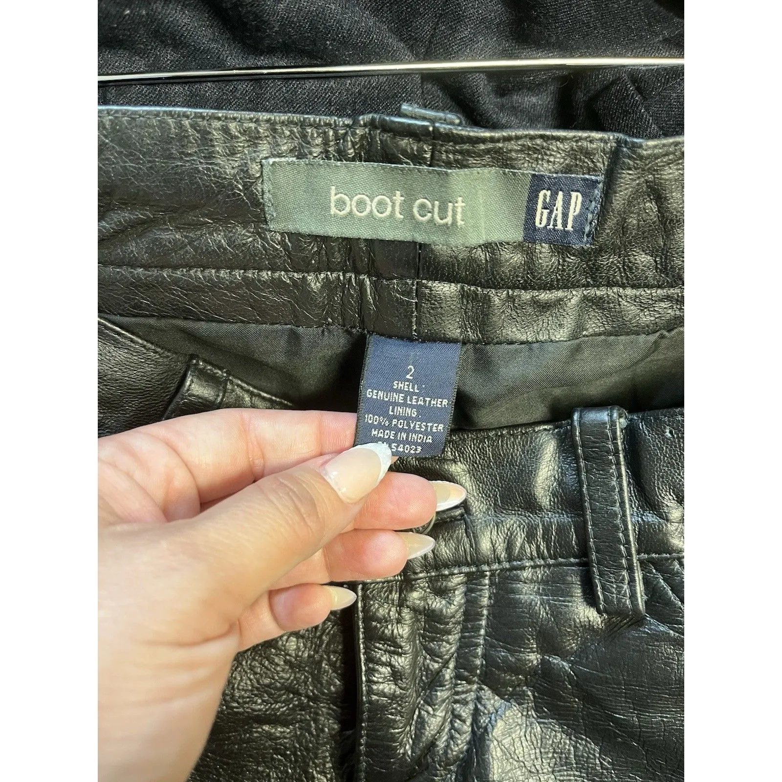 Vintage GAP Genuine Leather Boot Cut Pants Women’s Sz 2 Black Lined Vtg Y2K - Image 4