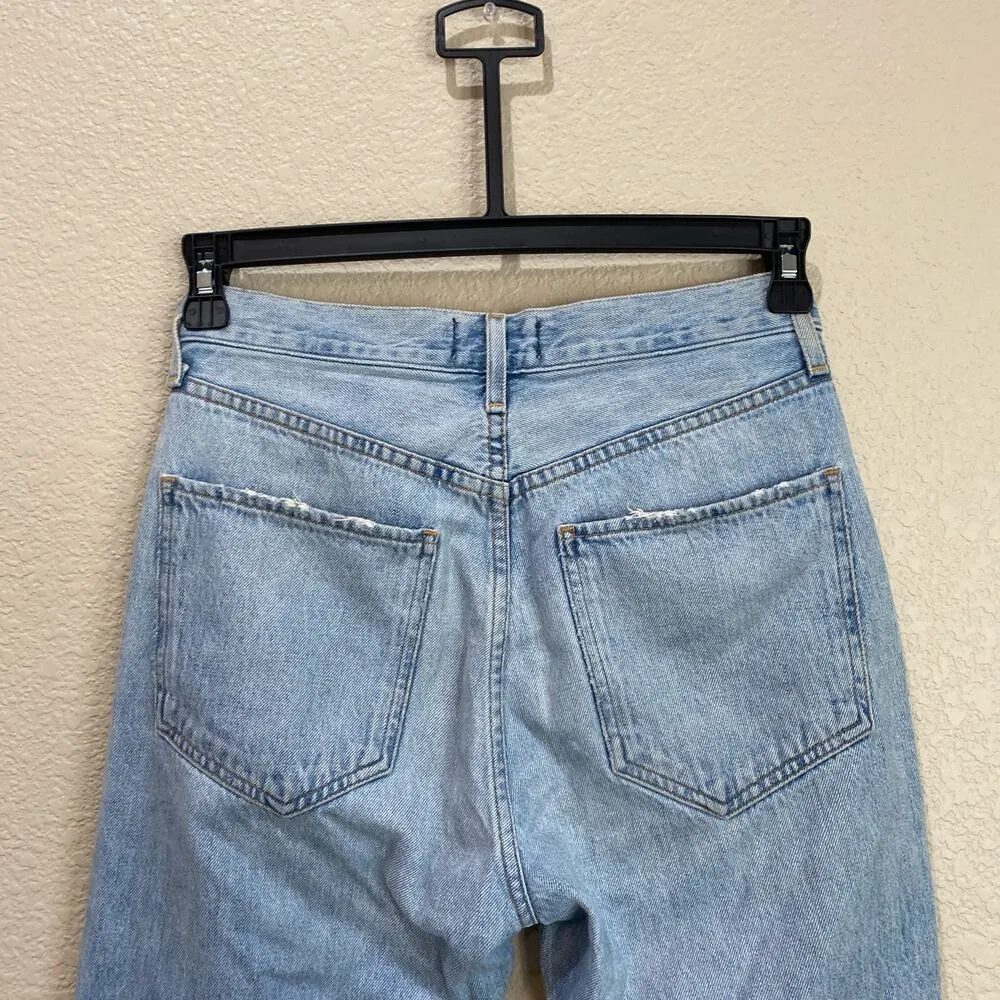 AGOLDE High Rise Straight Crop Jeans in Shatter Light Wash Size 26 Distressed - Image 7