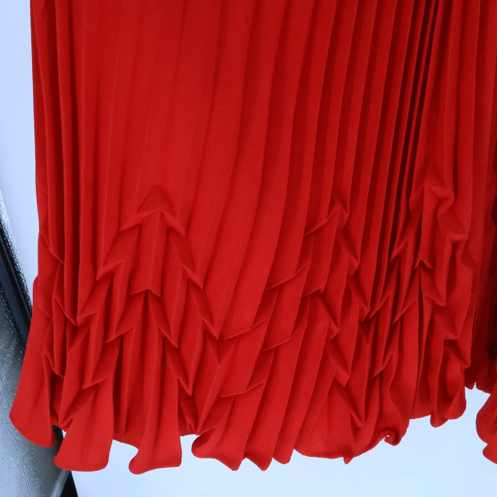 Vtg 70s How Sweet It Is Red Pleated‎ Dress Twee Holiday Office Secretary Size 3 - Image 2