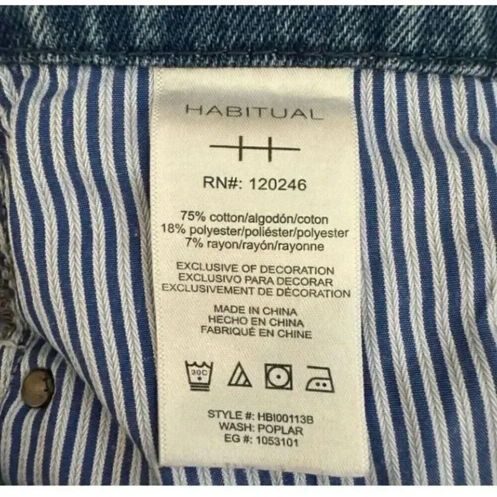 Habitual Poplor Blue  High-Waist Y2K Wide Leg Crop Jeans Distressed Raw Hem SZ 2 - Image 10