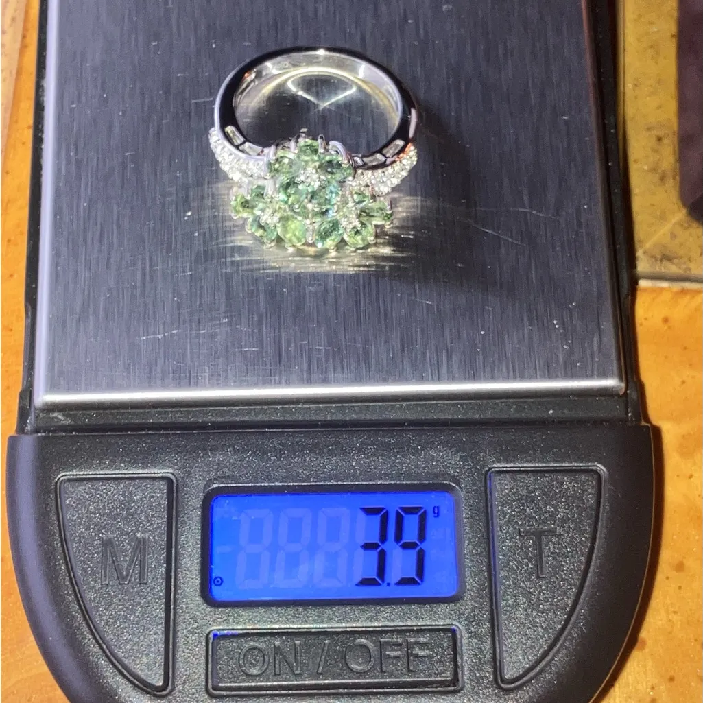 Natural Pine Apatite Sterling Silver Cocktail Ring Size 7 - Image 9