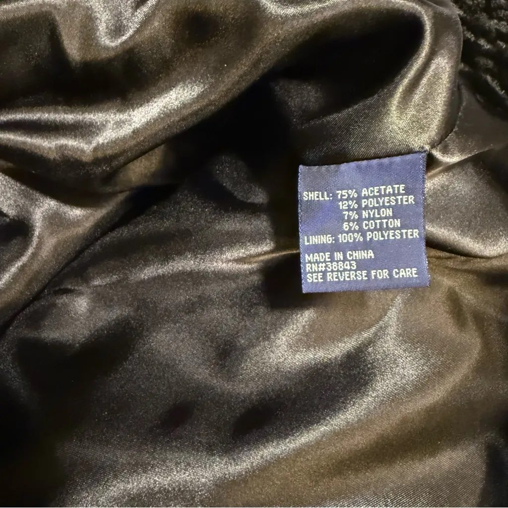 Like New Vintage Mackintosh of New England Faux Curly Lamb Fur Jacket Black Size M - Image 5