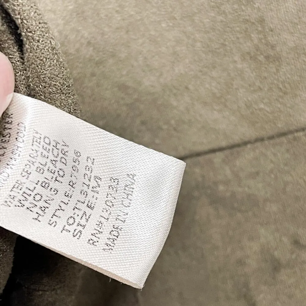 Suede Draped Waterfall Open Front Cardigan Cropped Jacket Olive Green Umgee - Image 7