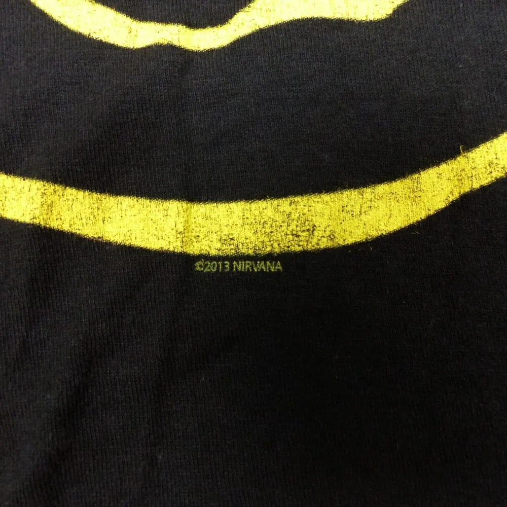 Y2K Nirvana Smiley Face T-Shirt Womens L Black 2013 Grunge Nevermind Tultex VTG - Image 4