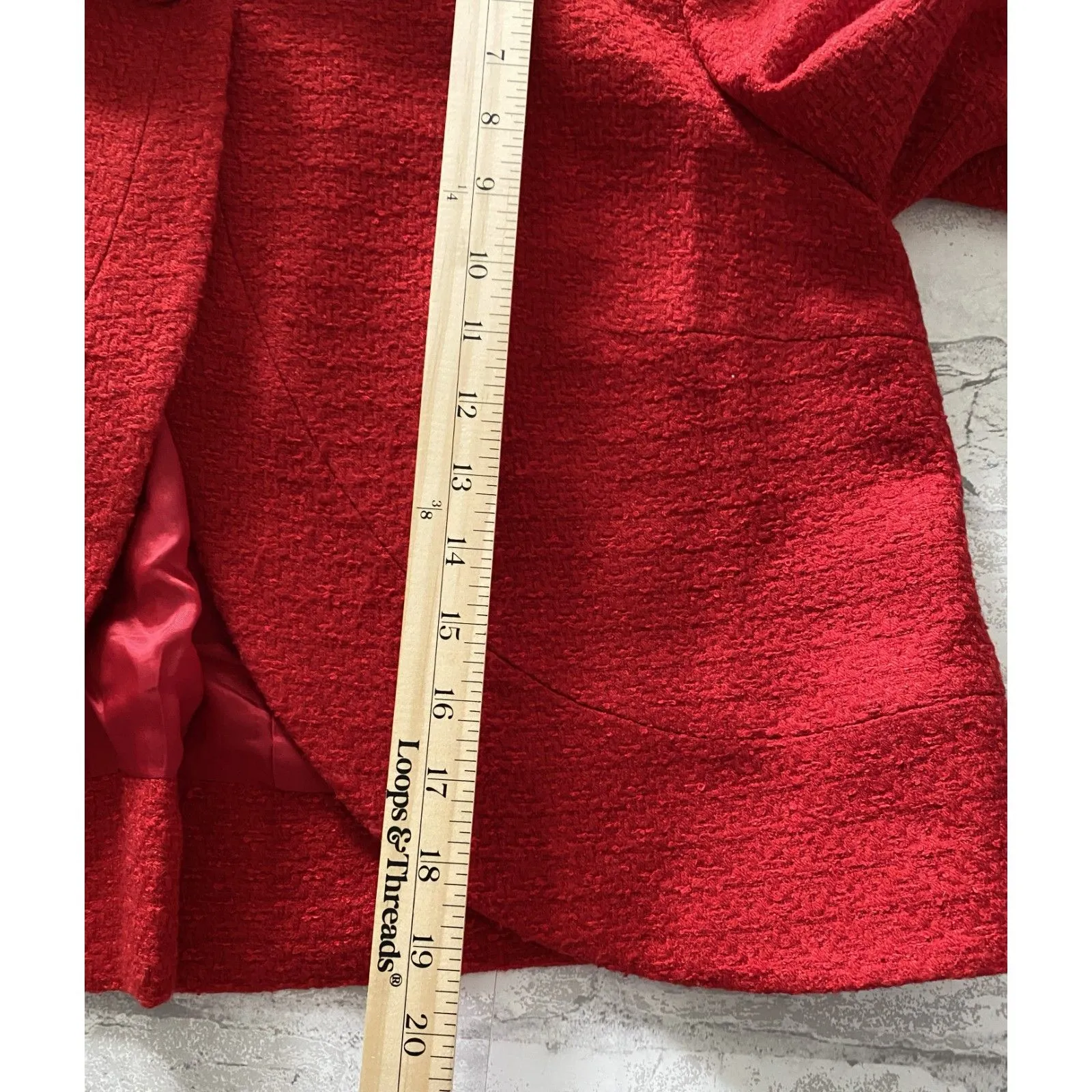 Chelsea & Theodore Red 3/4 Sleeve Lined Blazer Stylish Work Casual Jacket Sz L Size L - Image 7