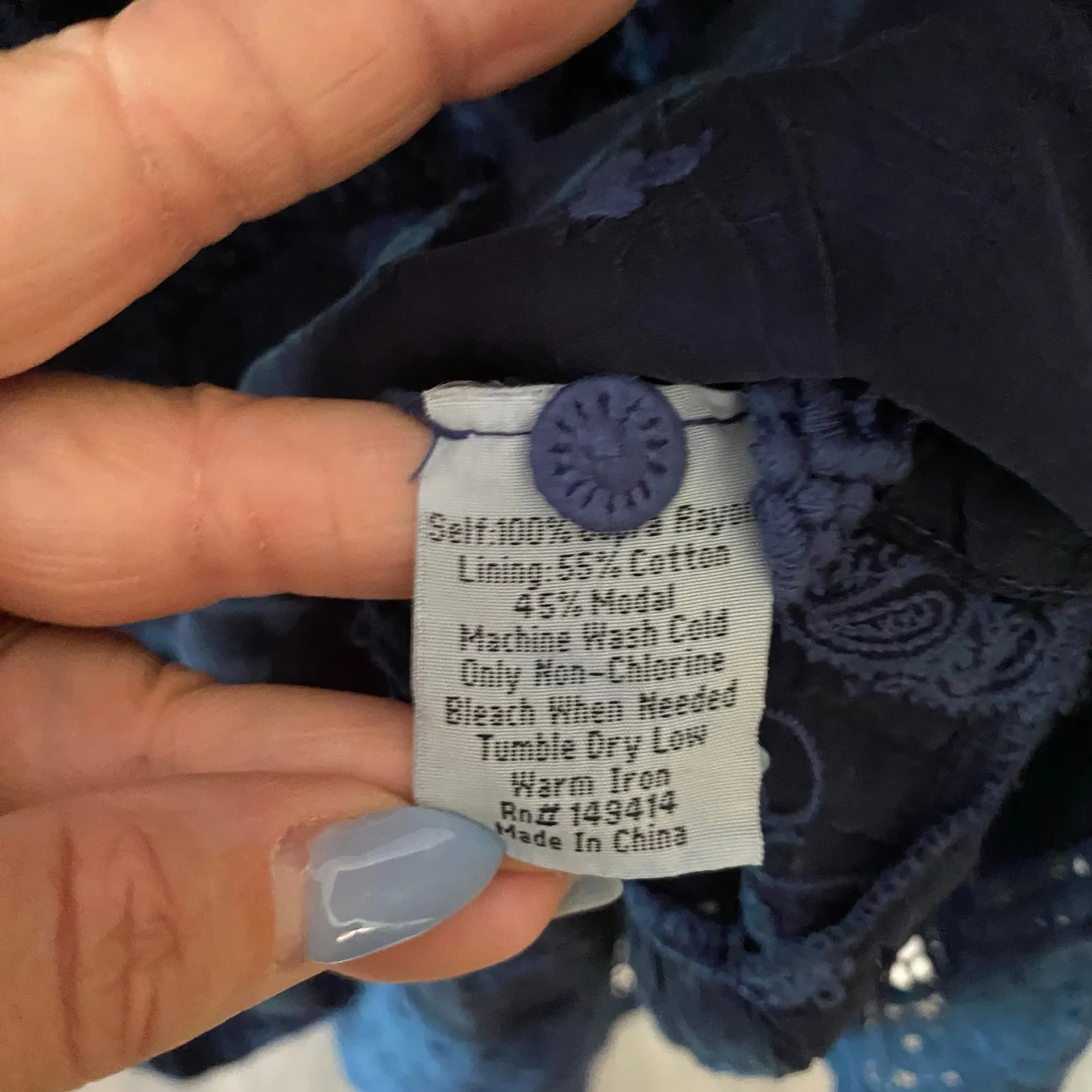 NWT Johnny Was Eliyen Dress Embroidered Blue Night Elephants Women's size Small - Image 14