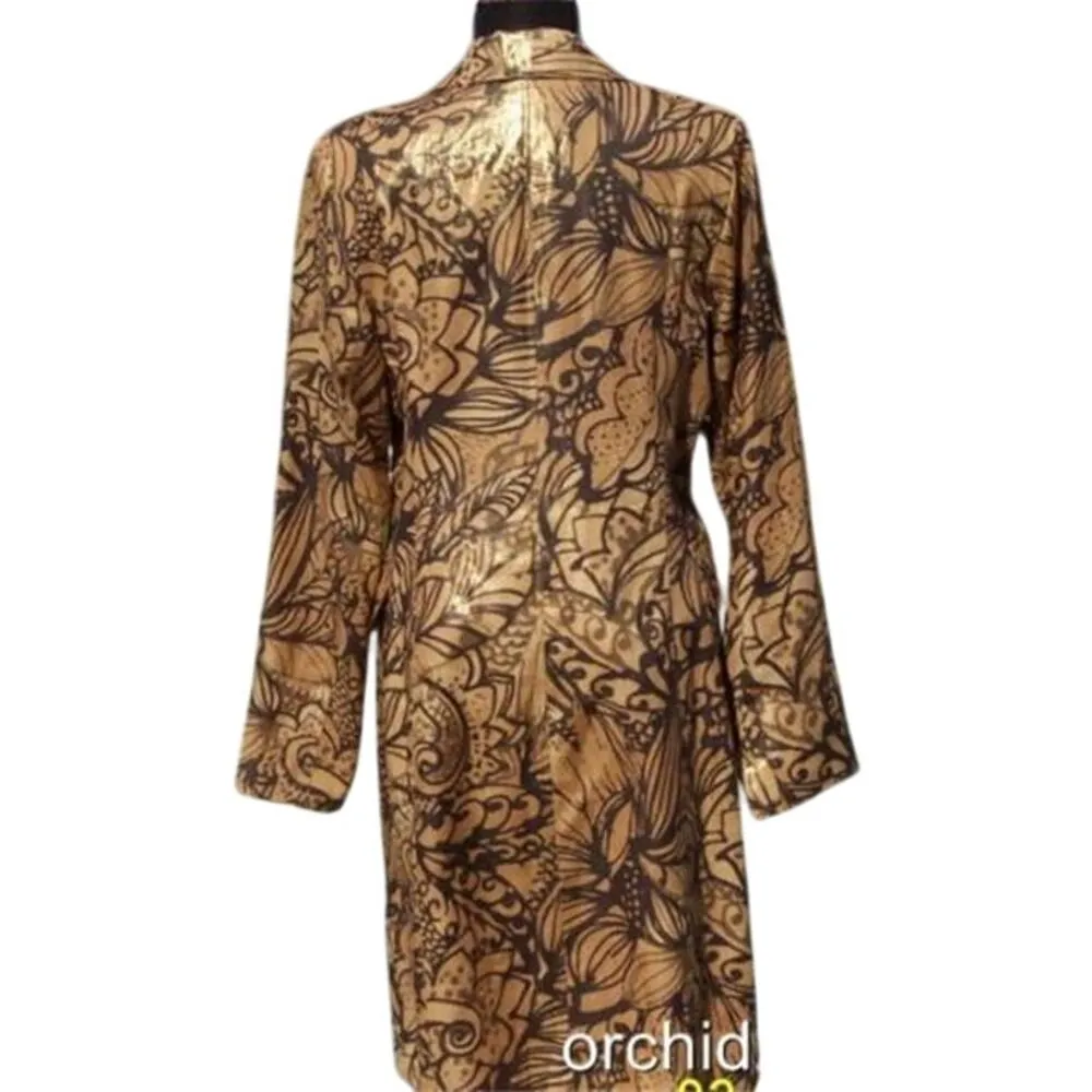 Cache Textured Linen Metallic Coat Jacket Top Lined New Gold Brown $198 NWT - Image 9