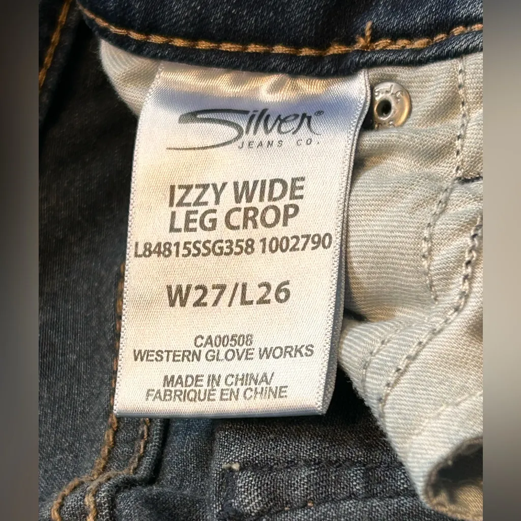 Silver Blue jeans size W27/L26 Izzy Wide Leg Crop waist 27 raw hem stretch - Image 6
