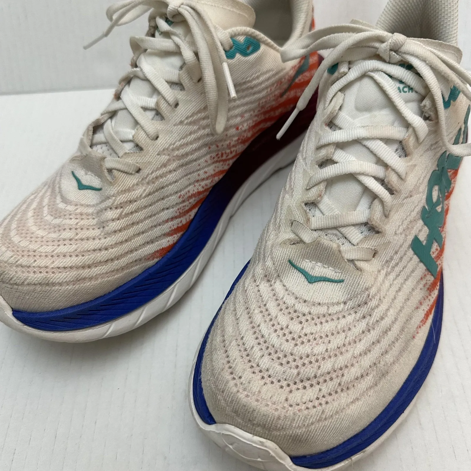 HOKA Mach 5 Running Shoes Womens 9 White Orange Blue PROFLY+ Lightweight - Image 12