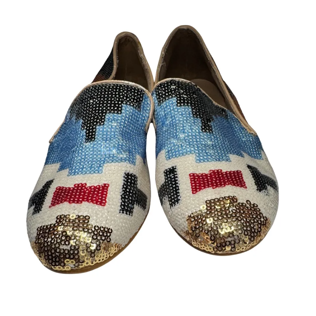 Steve Madden Madee smoking shoes Multicolor Sequin Loafers flats 7 southwestern - Image 5