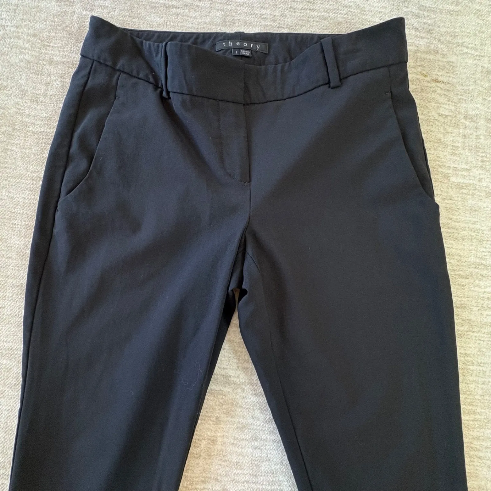 Theory Pants Womens 2 Black Cropped Dress Trouser‎ Stretch Office Work Pockets - Image 2