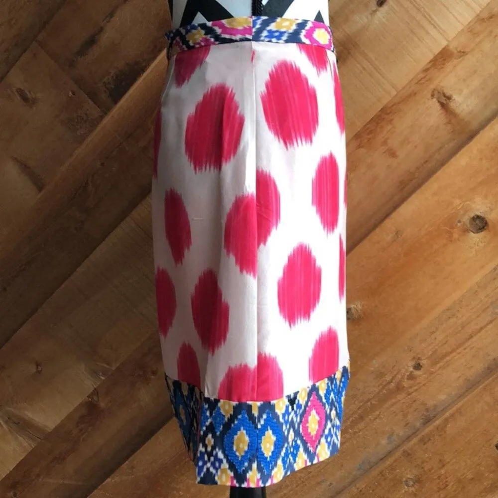 Maeve Anthropologie Pink Polka Dot Skirt Silk Size Small - Image 4
