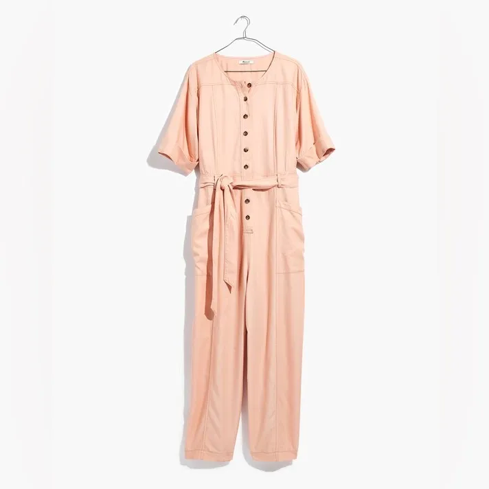 Madewell Top-Stitched Coverall Jumpsuit Bashful Blush 6 - Image 4
