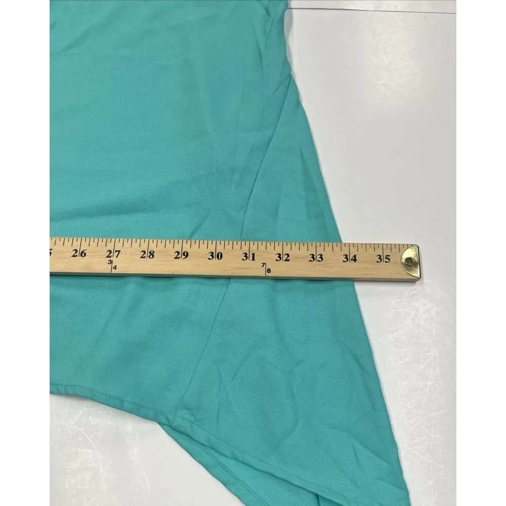 Catherines Button Up Tunic Top Women Size 3X Green SharkBite Hem Flowy - Image 10