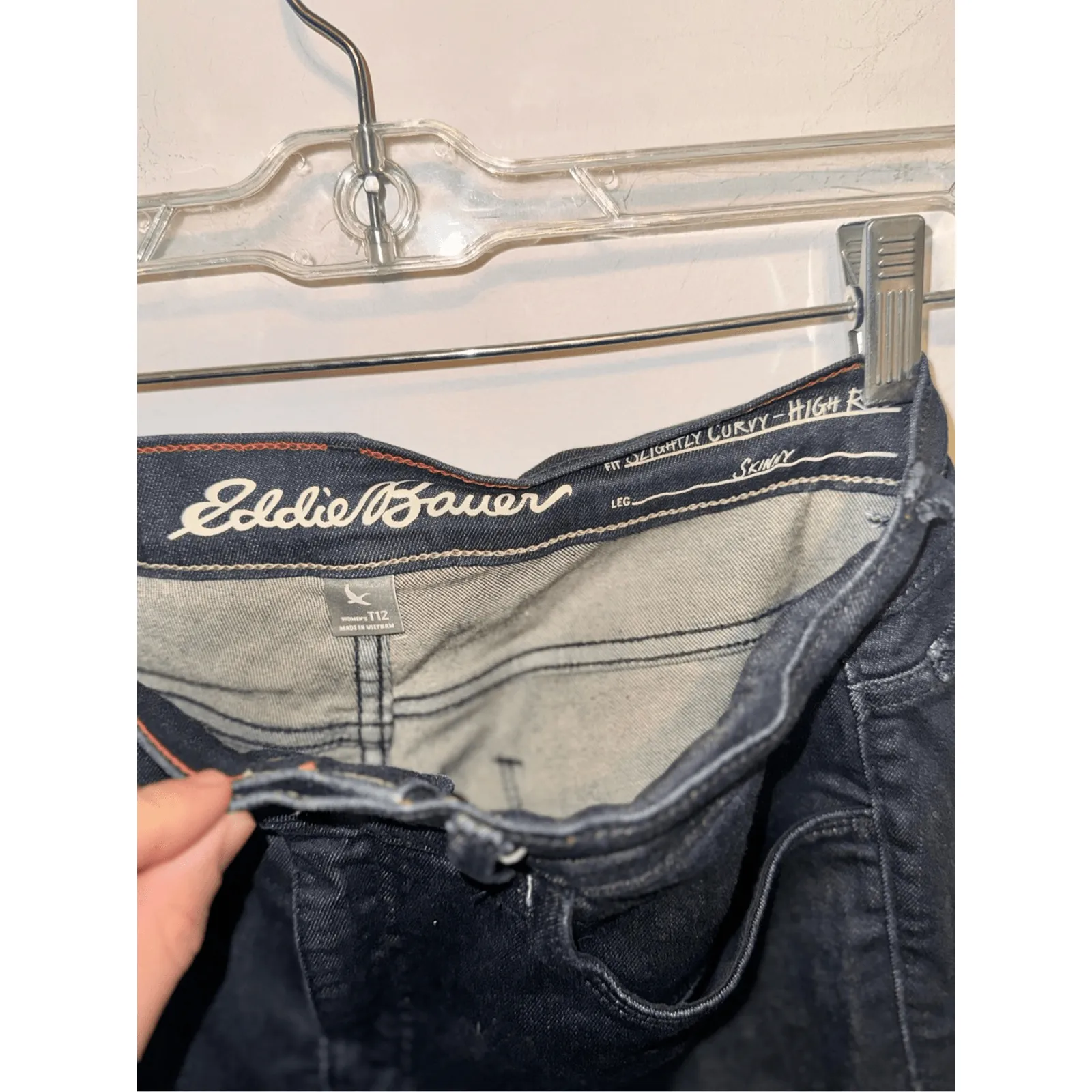 Eddie Bauer Women’s 12 Tall Slightly Curvy High Rise Skinny Blue Jeans - Image 2