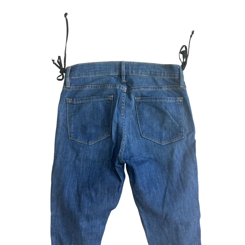 FRAME Women's Dark Wash Black Lace Up Le Skinny de Jeanne Jean Size 27 - Image 6