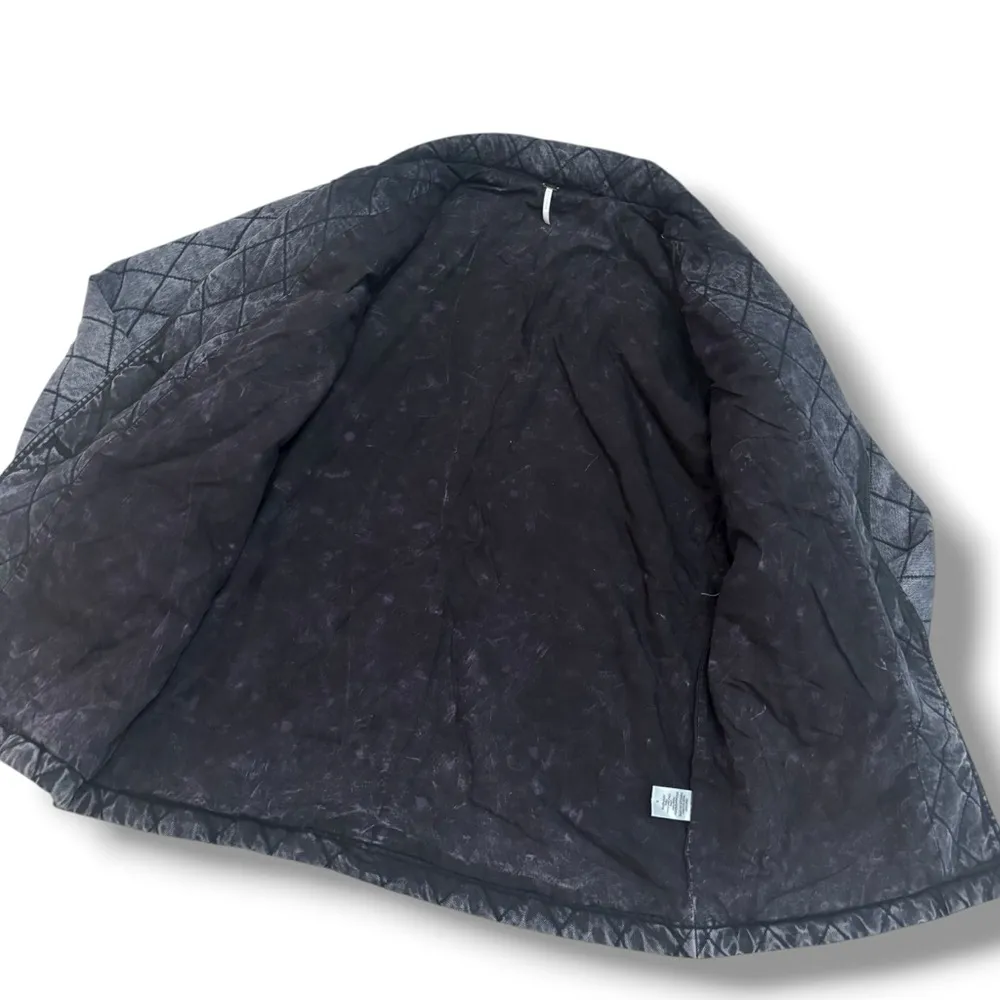 YFB Young Fabulous & Broke Walker Mineral Wash Black Quilted Denim Coat Jacket S - Image 3