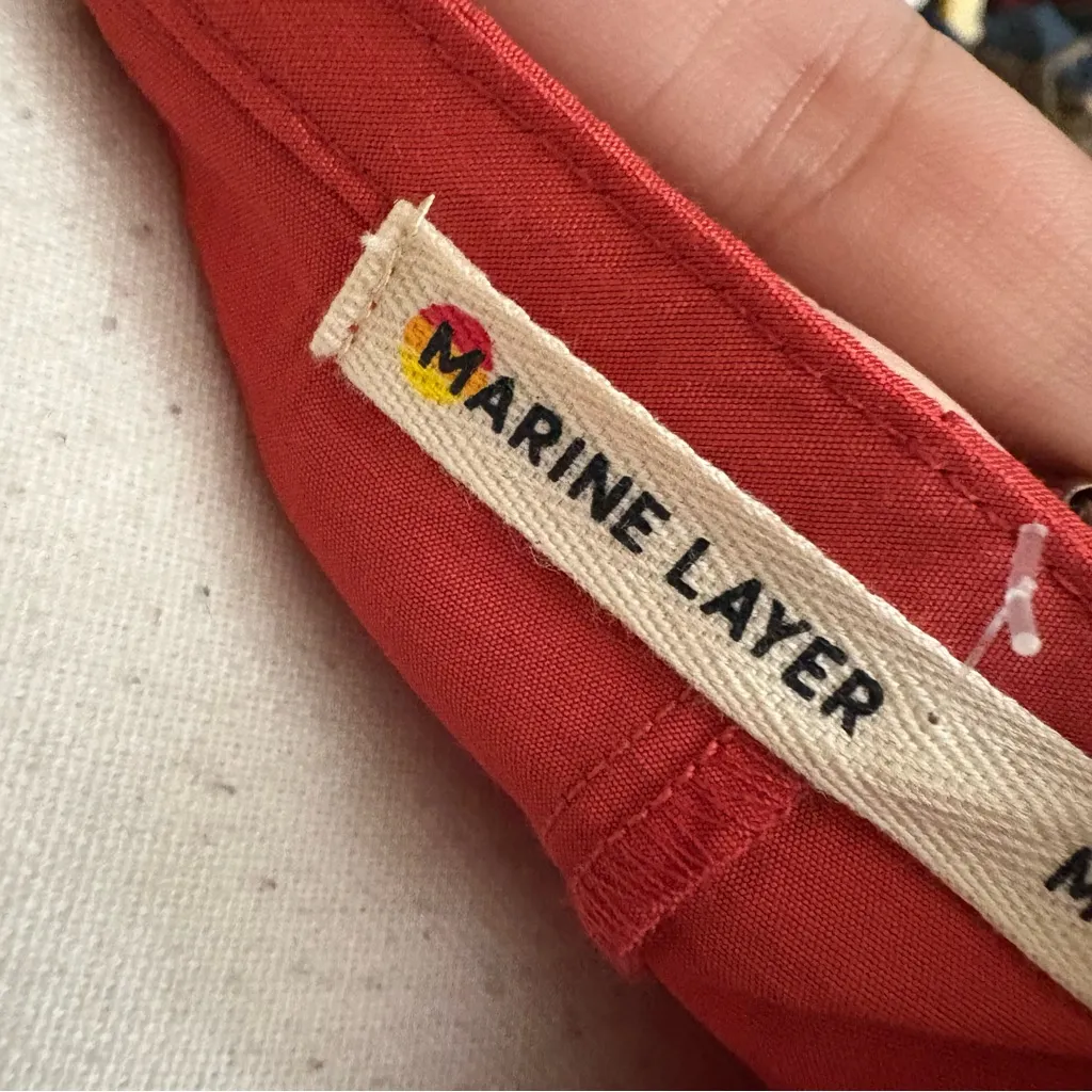 MARINE LAYER Eden Maxi Dress Orange Ballon Sleeves Size Medium - Image 6