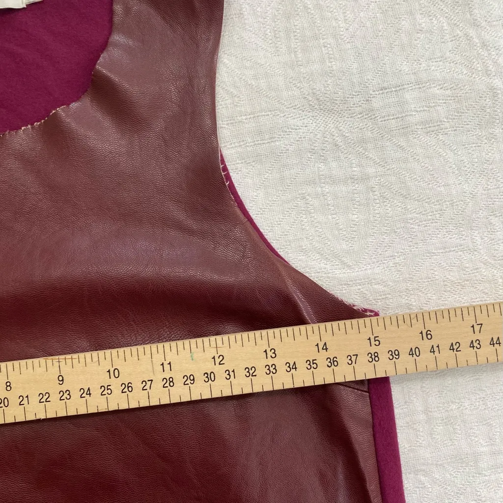 Bishop + Young Women XS Faux Leather Front Sleeveless Stretch Back Tank Top - Image 5