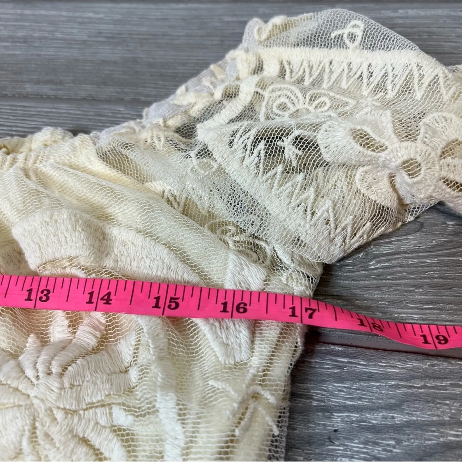 Jen’s pirate booty Free people Bardot lace bell sleeve mini dress sz M cream - Image 8