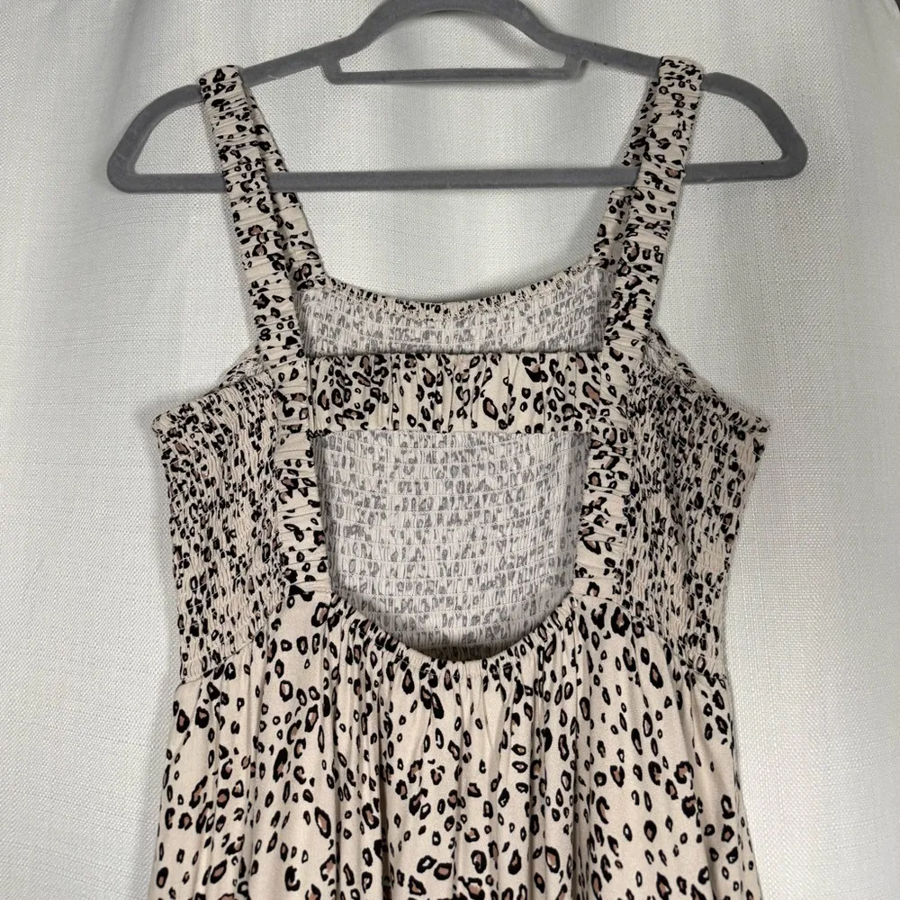 Saltwater Luxe Jacey Cream and Black Leopard Midi Summer Dress Small - Image 8
