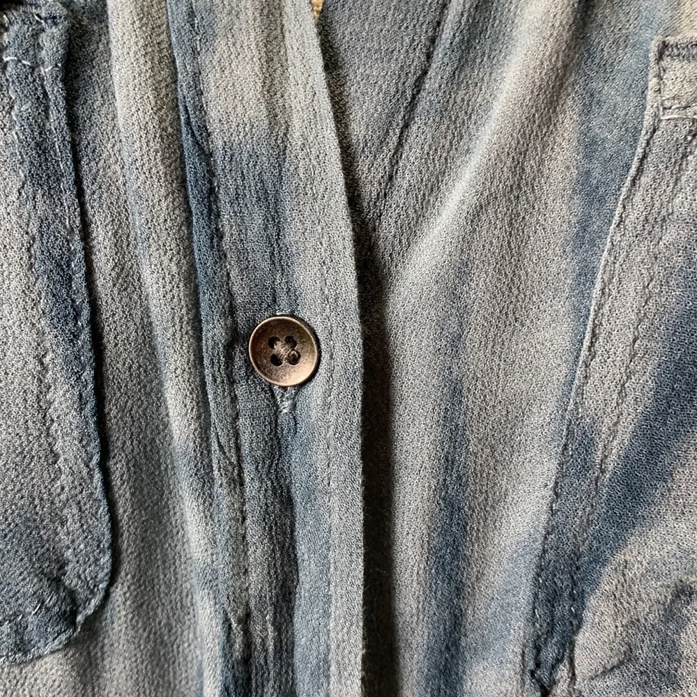 Rock & Republic Blue Striped Tie Dye Button Up Collared Tank Top Size Large - Image 3