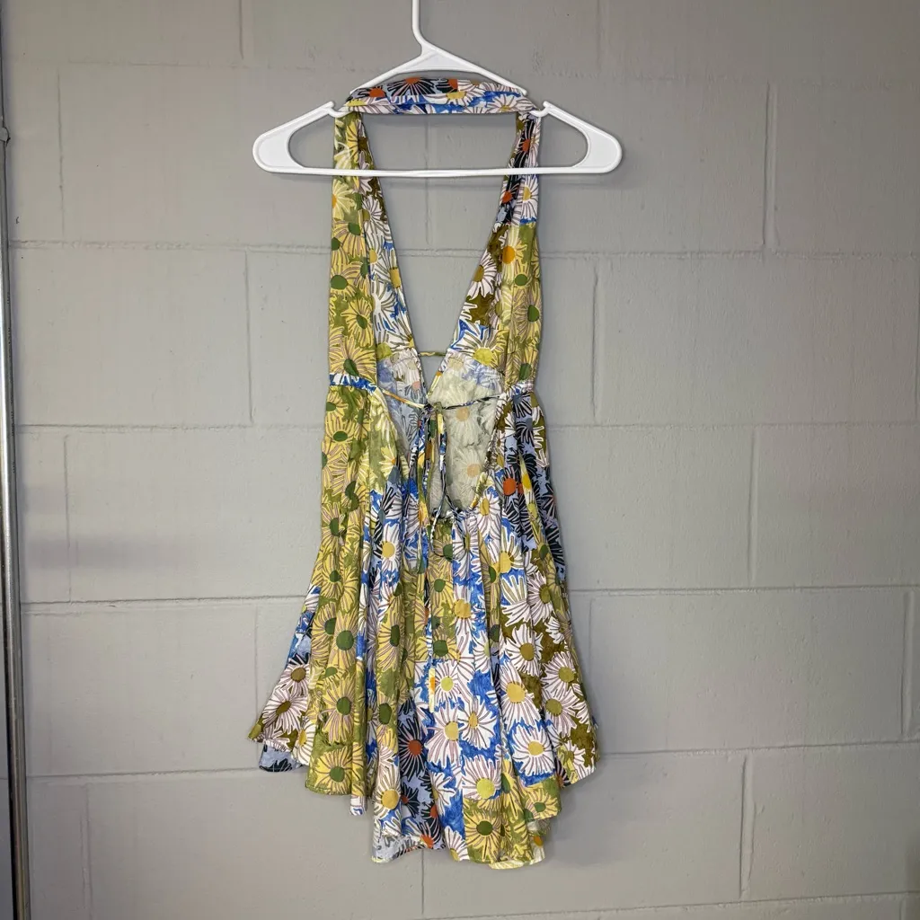 ZARA Floral Printed Patchwork Halter Mini Dress Women’s Size XS Blogger Favorite - Image 8