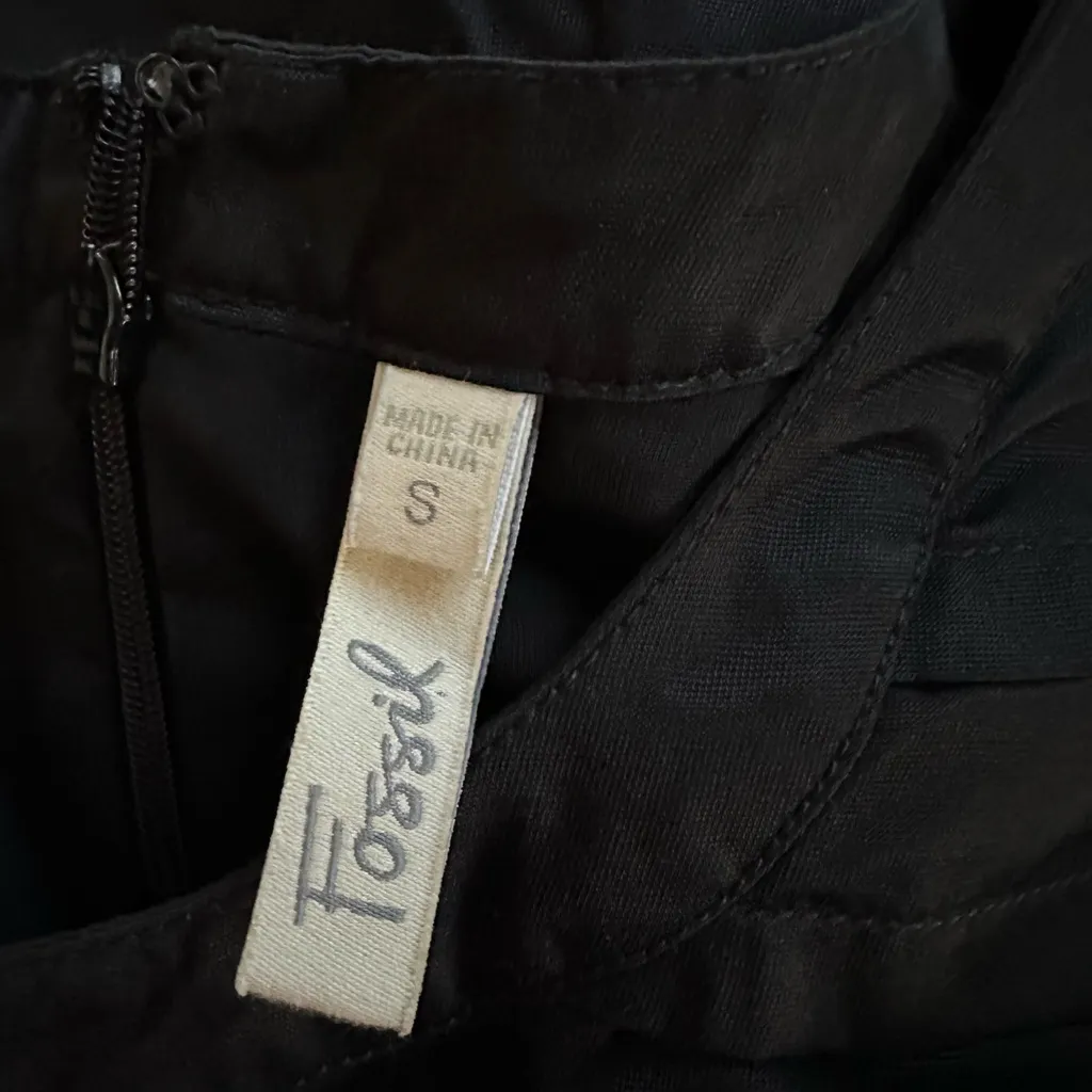 Vintage Fossil Black Dress Nylon Cotton Short Sleeve Crew Neck Demure Y2K Twee - Image 6