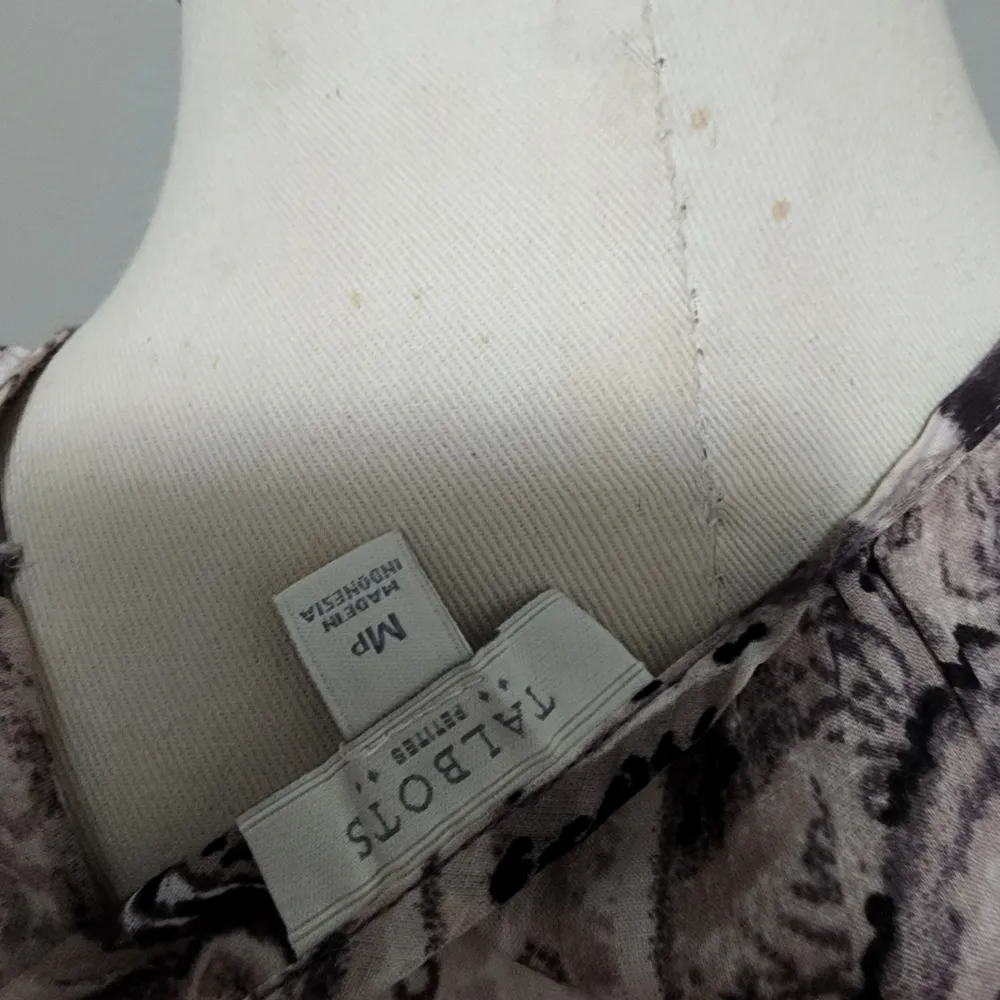 Talbots brown paisley sleeveless tiered ruffle hem blouse size mp - Image 6