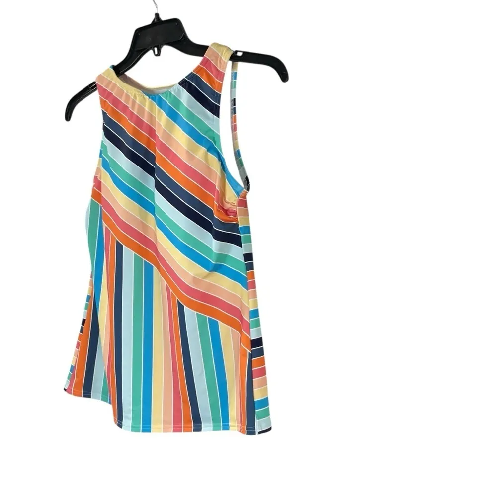 LANDS' END Pink and Blue Size 10 Chlorine Resistant High Neck Tankini Swim Top - Image 4