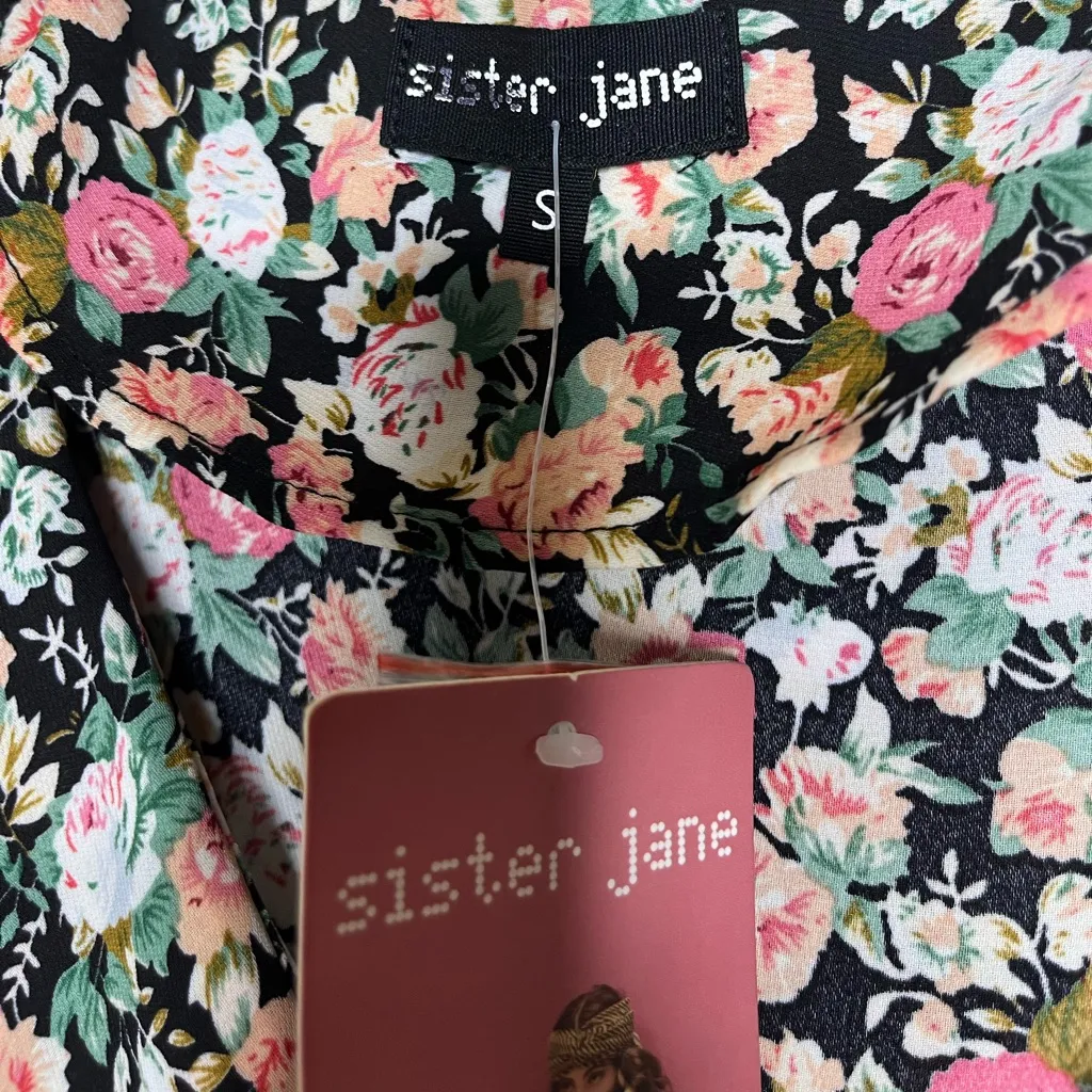 NEW Sister Jane Niece Oversized Ruffled Collar Floral Pleated Midi Dress Size S - Image 7