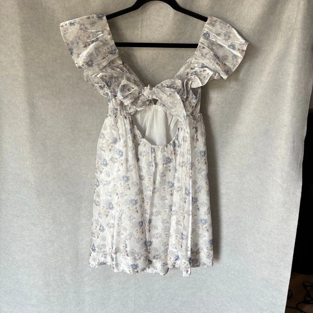 NEW Mable Mini Small Dress Floral Iridescent Babydoll Fairy Feminine Ruffle - Image 3