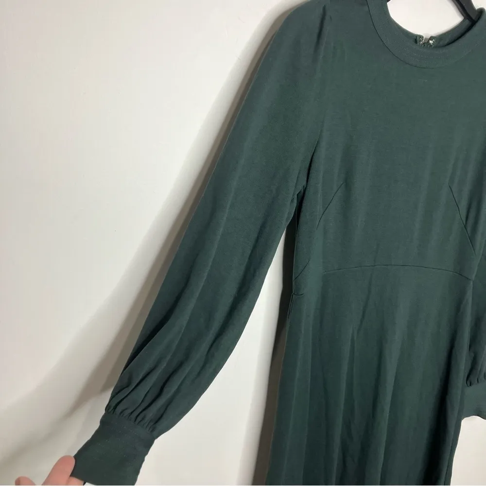 Loft Petites dark‎ green fit & flare blouson dress long sleeve size 0P - Image 4