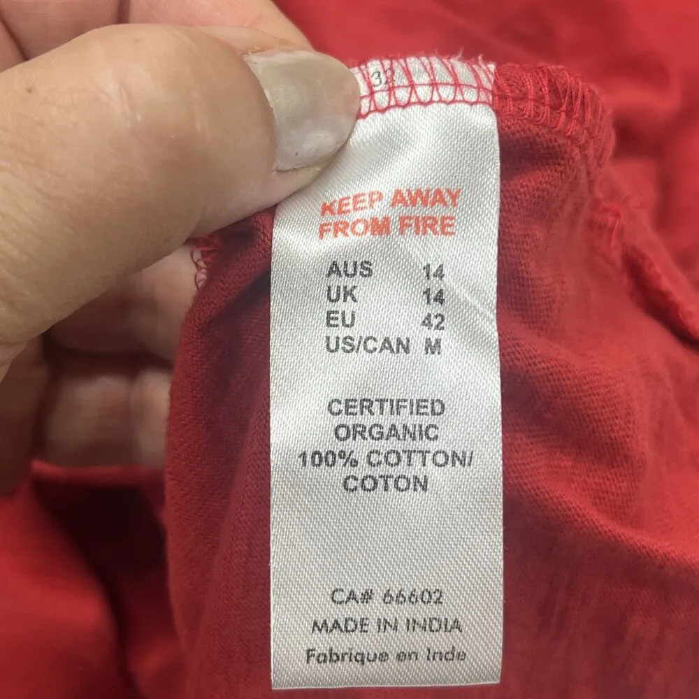 Orientique Australia Red Organic Cotton Dress M Pocket Lagenlook Minimalist Size M - Image 4