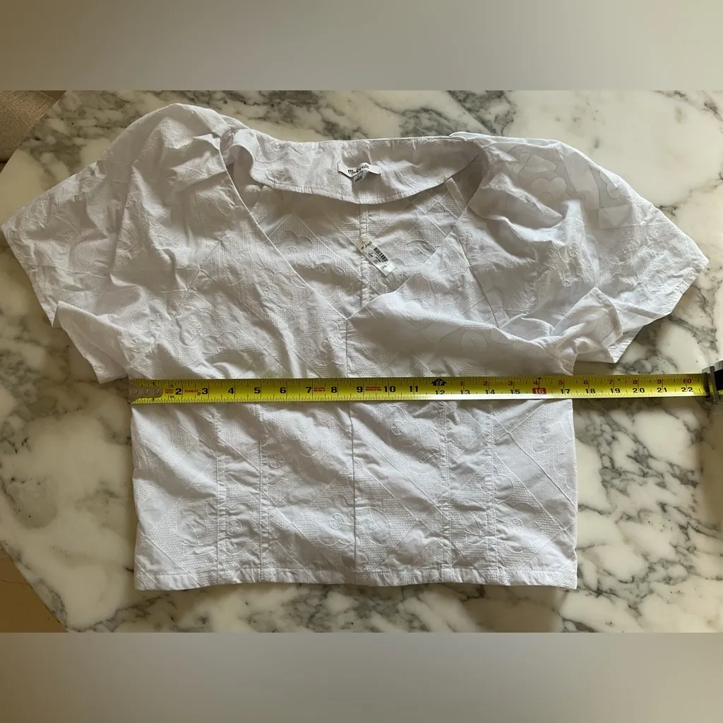 NWT Madewell Darted V-Neck Top Floral White Slightly Cropped Sz 8 broken zipper - Image 11
