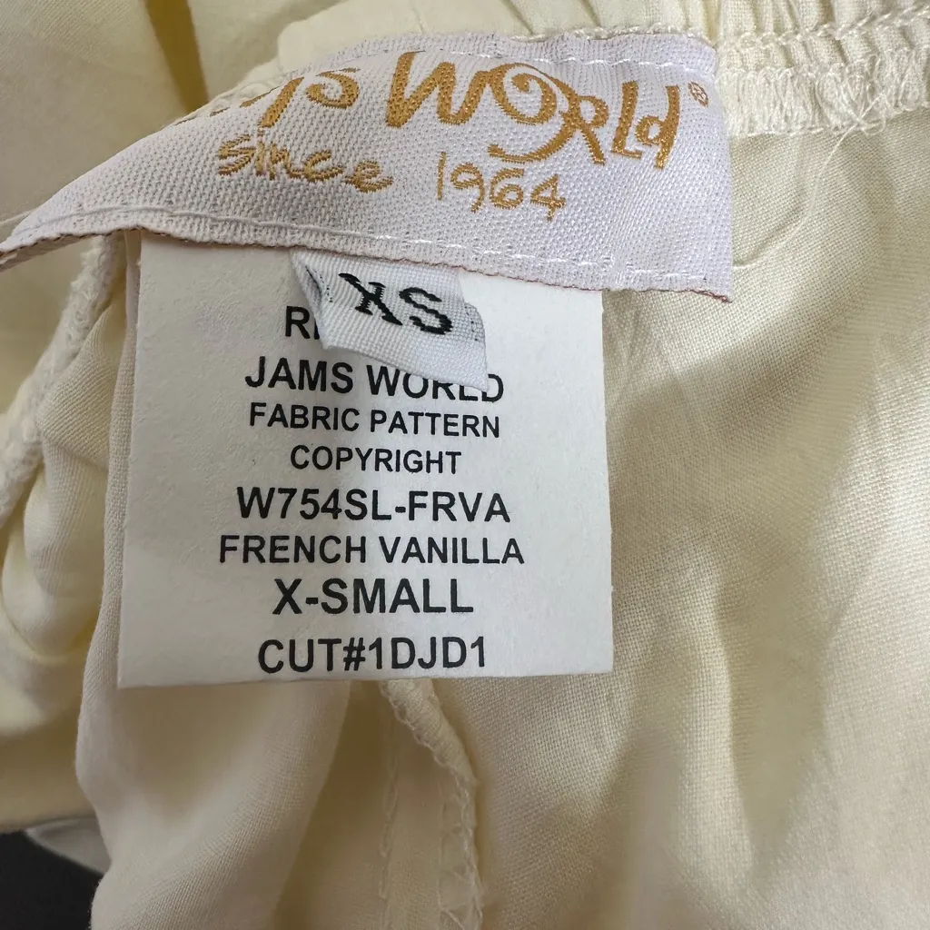 Jams World French Vanilla Elastic Waist Pants size Extra Small NWT - Image 5