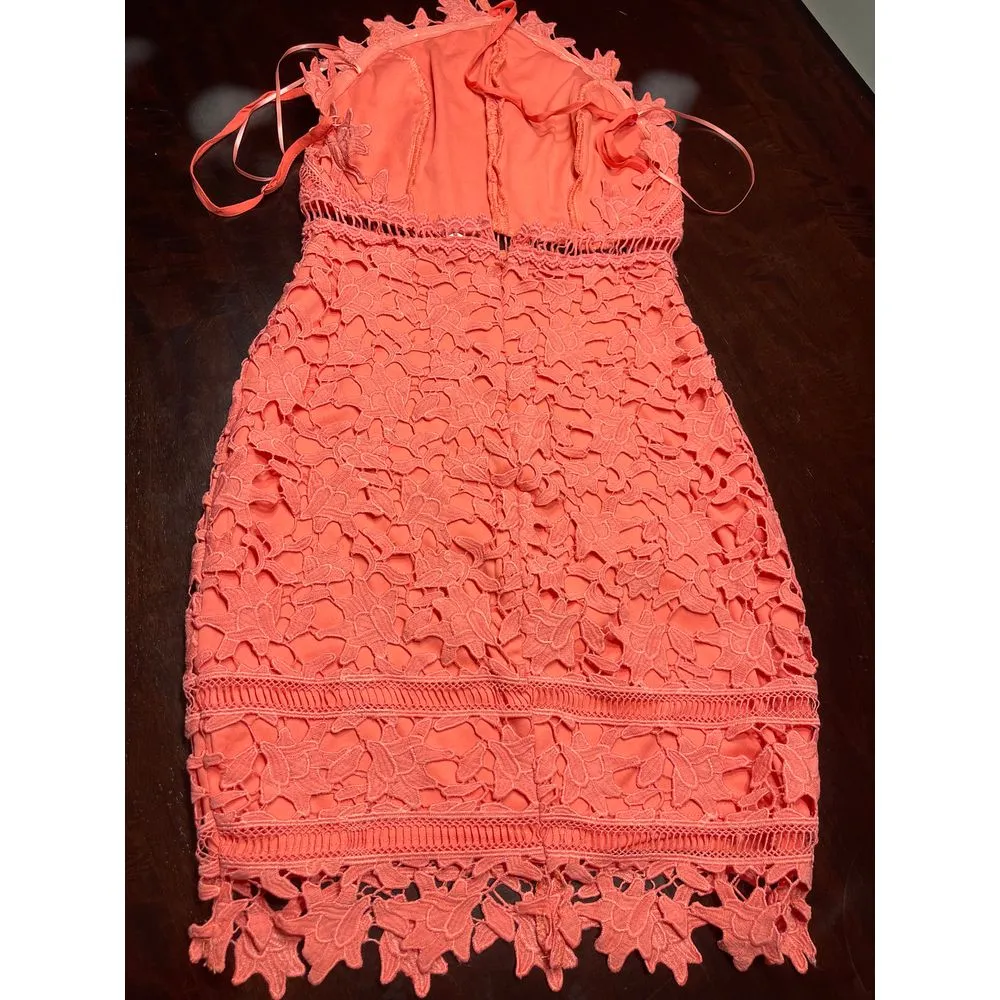 Elegant Coral Lace Off-Shoulder Bodycon Dress Summer Party Cocktail Evening‎ T-6 - Image 2