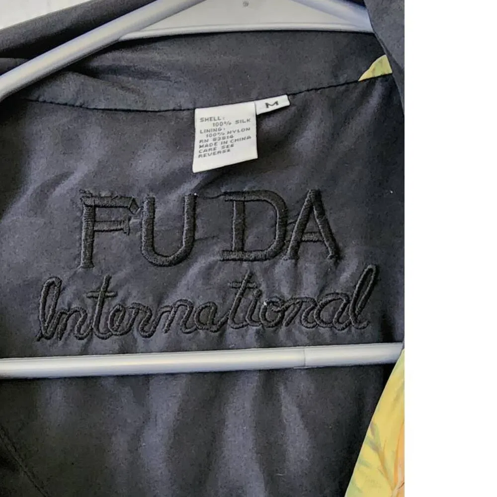 FUDA International Vintage Silk Full Zip Jacket w/ Pockets Medium Black - Image 5