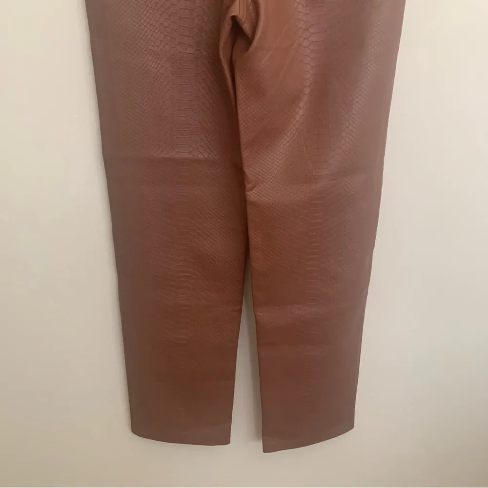 EUC Wilfred Brown Vegan Leather Snake Skin Print High Rise Straight Pants 6 - Image 9